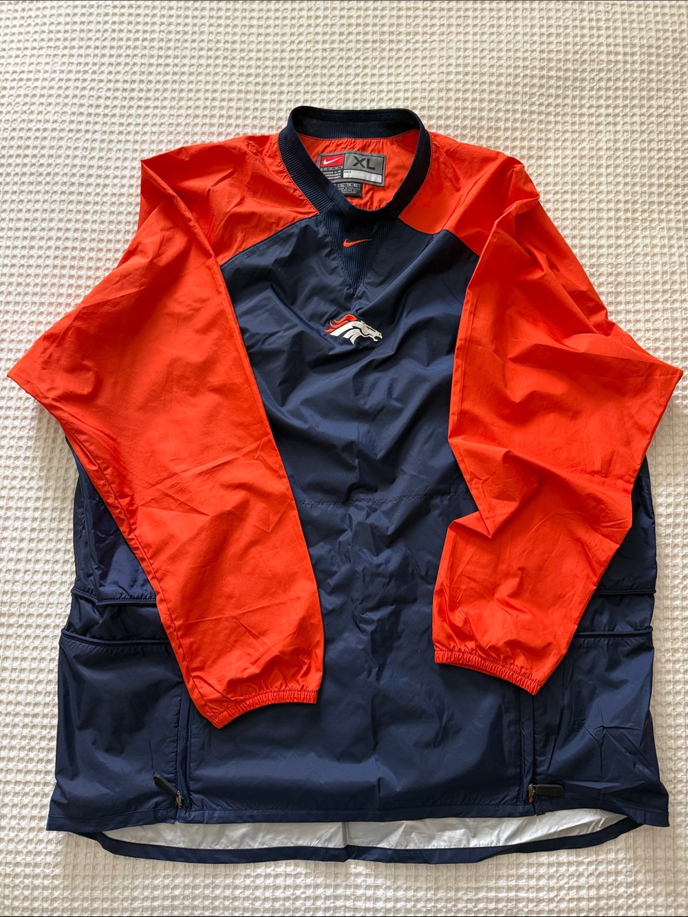 Nike Navy and Orange Denver Broncos Pullover Windbreaker